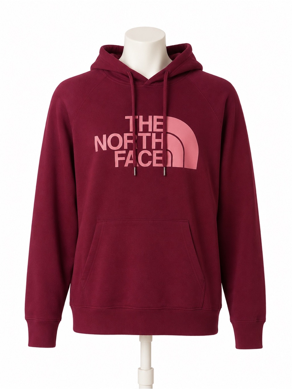The North Face Women's Burgundy Hoodie with Pink Logo